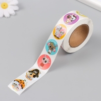 Наклейка бумага "Подбадривающие звери" d=2,5 см 500 шт в рулоне