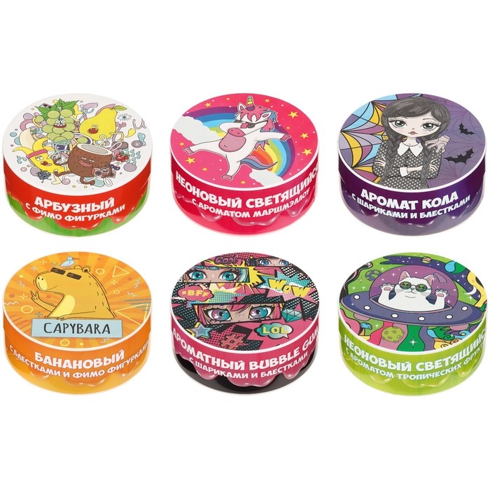 Набор слаймов макси &laquo;Slime boom. Трендовый микс&raquo;, 250 мл, 6 видов с наполнит., шоу-бокс