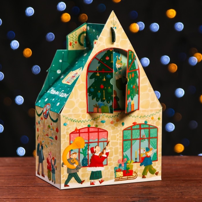Подарочная коробка Подарочная коробка "Новогодний городок", 17,6 х 11,1 х 18,8 см
