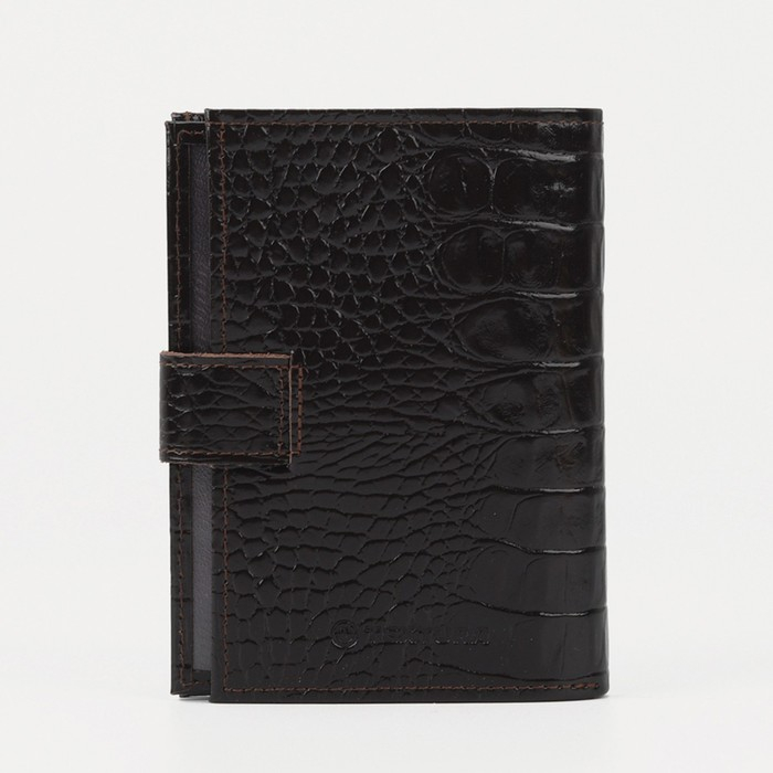 Обложка для автодокументов и паспорта на кнопке TEXTURA, цвет коричневый