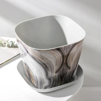 Горшок с поддоном &laquo;Мрамор&raquo;, 7,3 л, цвет светло-серый