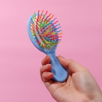 Расчёска - мини массажная, 5,5 &times; 14 см, цвет голубой