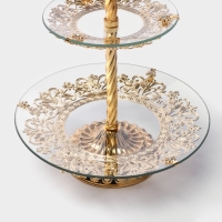 Этажерка - фруктовница круглая &laquo;Расцвет&raquo;, 2 яруса, d=18/29 см, высота 48 см, стекло