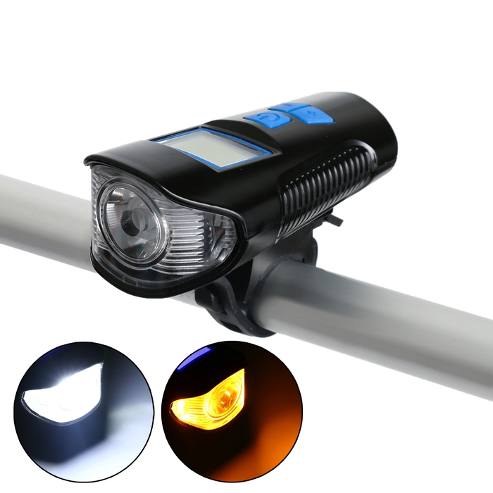 Фонарь велосипедный передний аккумуляторный, водонепроницаемый, 4 режима, сигнал, спидометр Фонарь велосипедный передний аккумуляторный, водонепроницаемый, 4 режима, сигнал, спидометр