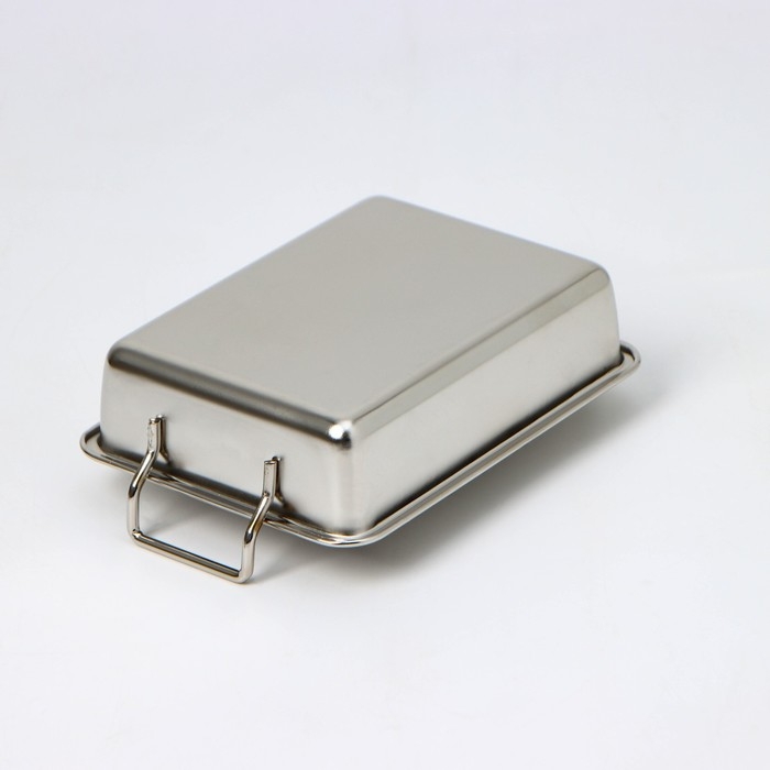 Противень из нержавеющей стали для подачи, 15,5×11,5×3,5 см, с ручками, цвет хромированный Противень из нержавеющей стали для подачи, 15,5×11,5×3,5 см, с ручками, цвет хромированный