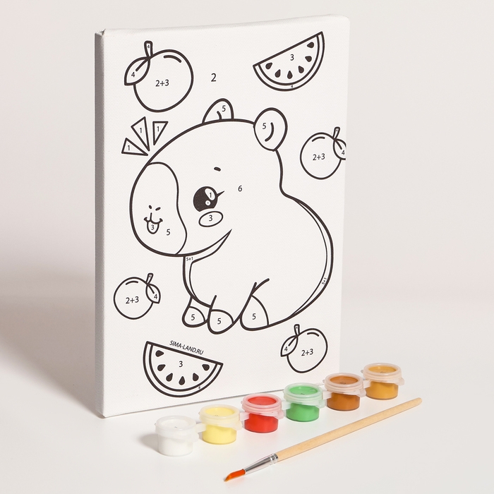 Картина по номерам для детей &laquo;Капибара и фрукты&raquo;, 21 х 15 см