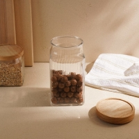 Банка стеклянная для хранения сыпучих продуктов SL Home «Афины», 2 л, 11×20,5 см, с деревянной крышкой Банка стеклянная для хранения сыпучих продуктов SL Home «Афины», 2 л, 11×20,5 см, с деревянной крышкой