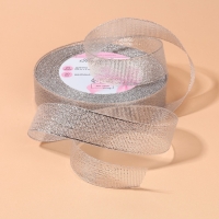 Лента парчовая, 20 мм, 23 &plusmn; 1 м, цвет серебряный