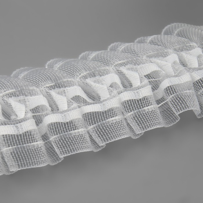 Шторная лента классическая, органза, 6 см, 50 &plusmn; 1 м, цвет прозрачный/белый