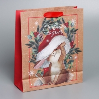 Пакет подарочный новогодний крафтовый вертикальный «Новогодняя пора», M 26 х 30 х 9 см, Новый год Пакет подарочный новогодний крафтовый вертикальный «Новогодняя пора», M 26 х 30 х 9 см, Новый год