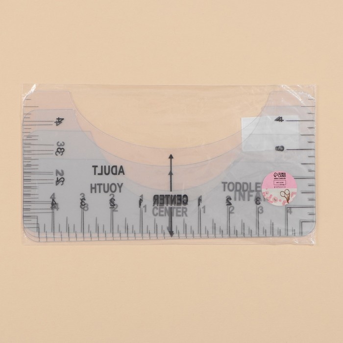 Набор линеек для раскроя горловины, 4 шт, 25,4 &times; 6,35/8,9/11,5/12,7 см, цвет прозрачный