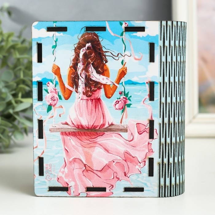 Шкатулка-книга "8 марта. Качели" 14 см