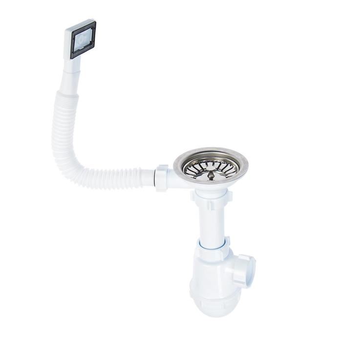 Сифон для мойки Сифон для мойки "АНИ Пласт" Грот A0145S, 1 1/2" х 40 мм, нерж решетка d=115 мм, с переливом