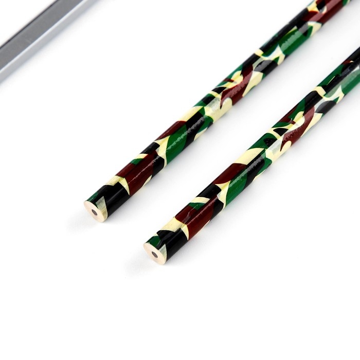 Подарочный набор &laquo;С днём защитника отечества!&raquo;, карандаши 2 шт, ластики 2 шт, блокнот