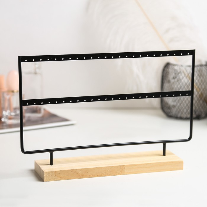 Подставка под серьги, 2 яруса, на 24 пары серёг, 27×7×20, цвет чёрный Подставка под серьги, 2 яруса, на 24 пары серёг, 27×7×20, цвет чёрный