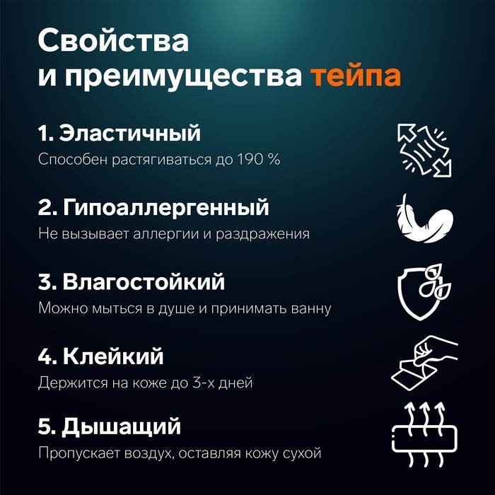 Кинезио - тейп, 3,8 см &times; 5 м, цвет синий