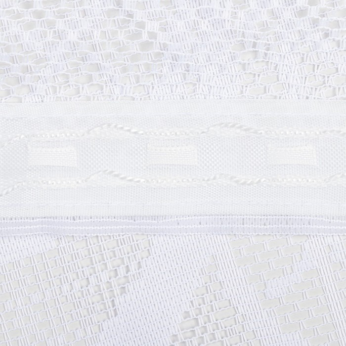 Тюль на кухню со шторной лентой, 345х165 см, цвет белый, 100% полиэстер