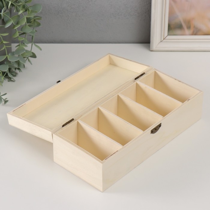 Шкатулка дерево под роспись с делениями "Прямоугольная" замок пряжка 26х11х8 см