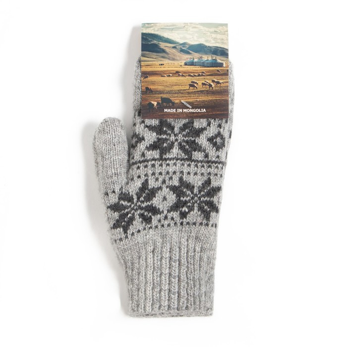 Варежки женские из монгольской шерсти, цвет серый, размер 17-19 (6,5-7,5) Варежки женские из монгольской шерсти, цвет серый, размер 17-19 (6,5-7,5)