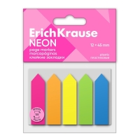Закладки с клеевым краем пластиковые, 12х45 мм, ErichKrause, "Neon Arrows", 125 листов, 5 цветов Закладки с клеевым краем пластиковые, 12х45 мм, ErichKrause, "Neon Arrows", 125 листов, 5 цветов