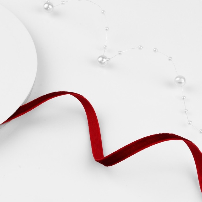 Лента бархатная, 6 мм, 18 ± 1 м, цвет бордовый №43 Лента бархатная, 6 мм, 18 ± 1 м, цвет бордовый №43