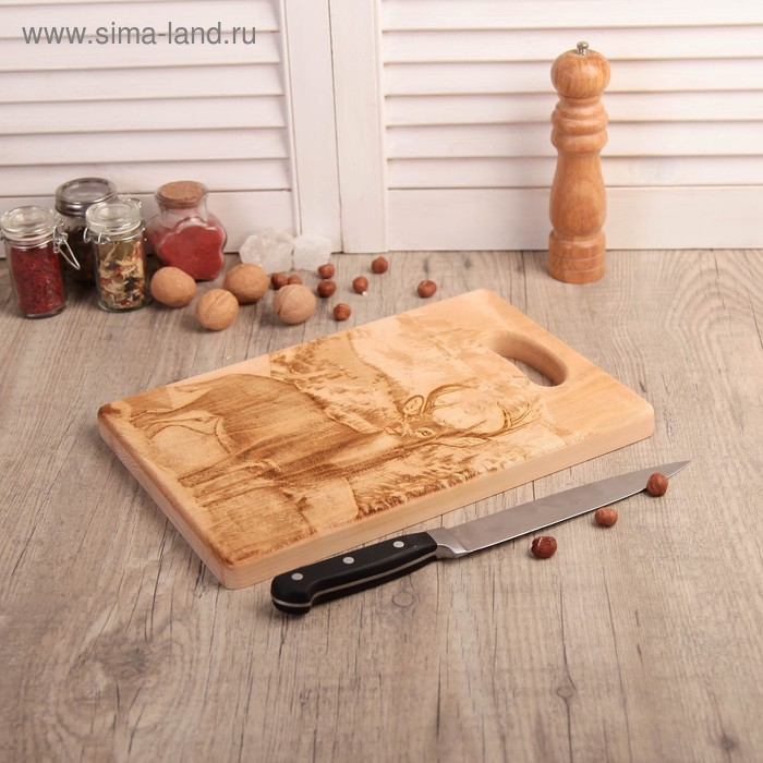 Доска из массива кедра &laquo;Олень&raquo;, большая, прямоугольная, 23 &times; 35 см