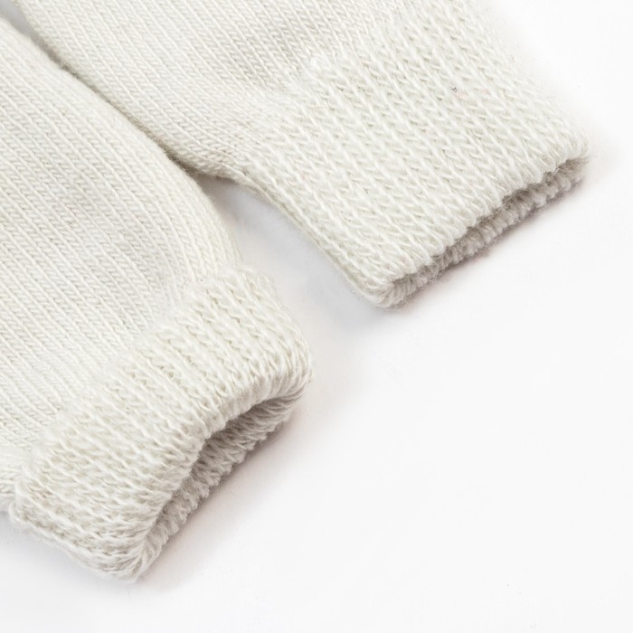 Варежки женские шерстяные, цвет белый, размер 20-22