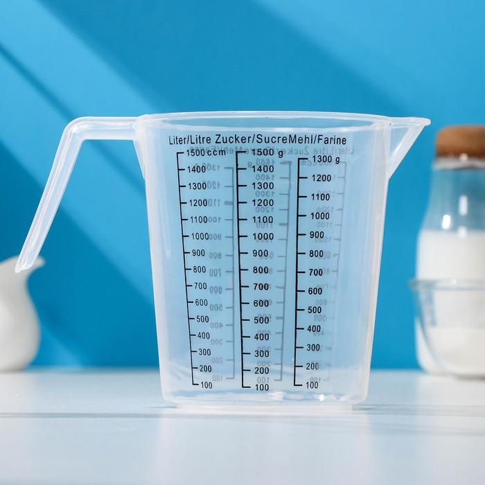 Стакан мерный Доляна, 1,5 л, цвет прозрачный Стакан мерный Доляна, 1,5 л, цвет прозрачный