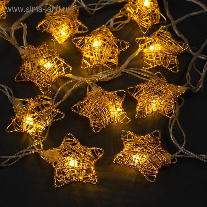 Гирлянда «Нить» 4 м с насадками «Звезда проволока», IP20, прозрачная нить, 20 LED, свечение тёплое белое, 8 режимов, 220 В Гирлянда «Нить» 4 м с насадками «Звезда проволока», IP20, прозрачная нить, 20 LED, свечение тёплое белое, 8 режимов, 220 В