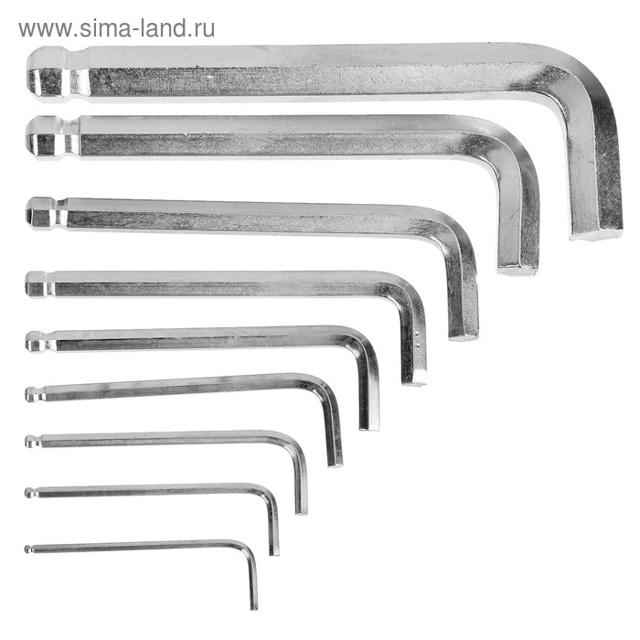 Набор ключей шестигранных ЛОМ, с шаром, 1.5 - 10 мм, 9 шт.