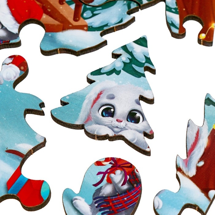 Деревянный пазл фигурный &laquo;Новый год в кругу друзей&raquo;