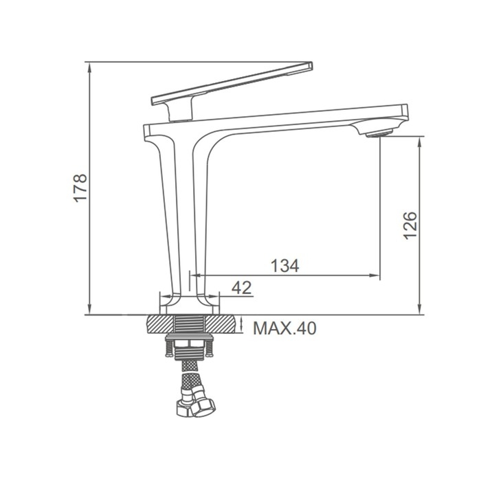 Смеситель для раковины Accoona A90127AT, однорычажный, длина излива 134 мм, графит