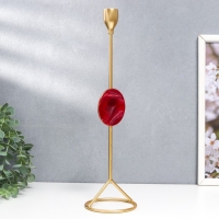 Подсвечник металл на 1 свечу "Мраморный круг. Розовый закат" золото 35х9,5х9,5 см