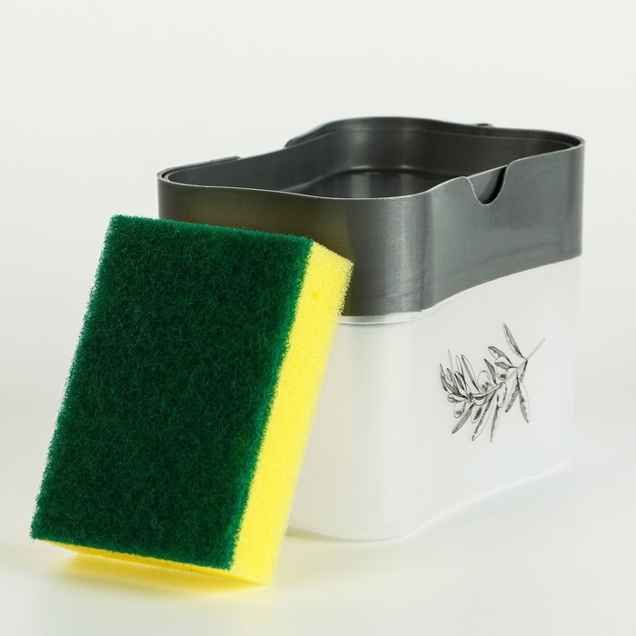 Дозатор для моющего средства кухонный &laquo;Sweet home&raquo;,с подставкой для губки, серый, 12 х 10,5 см.