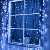 Гирлянда &laquo;Занавес&raquo; 2 &times; 9 м, IP44, УМС, тёмная нить, 1800 LED, свечение белое, 220 В