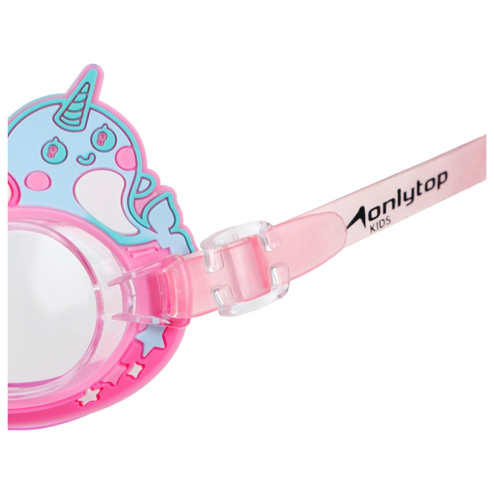 Очки для плавания детские ONLYTOP &laquo;Нарвалы&raquo;, беруши, цвет розовый