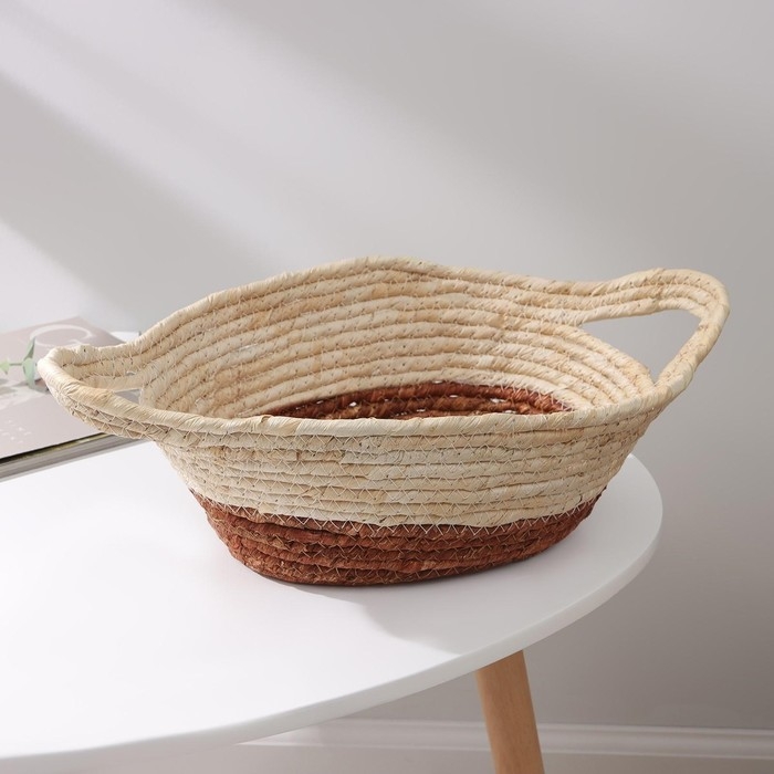 Корзина для хранения плетёная ручной работы Доляна &laquo;Тэри&raquo;, с ручками, 40&times;24&times;12 см, цвет коричневый