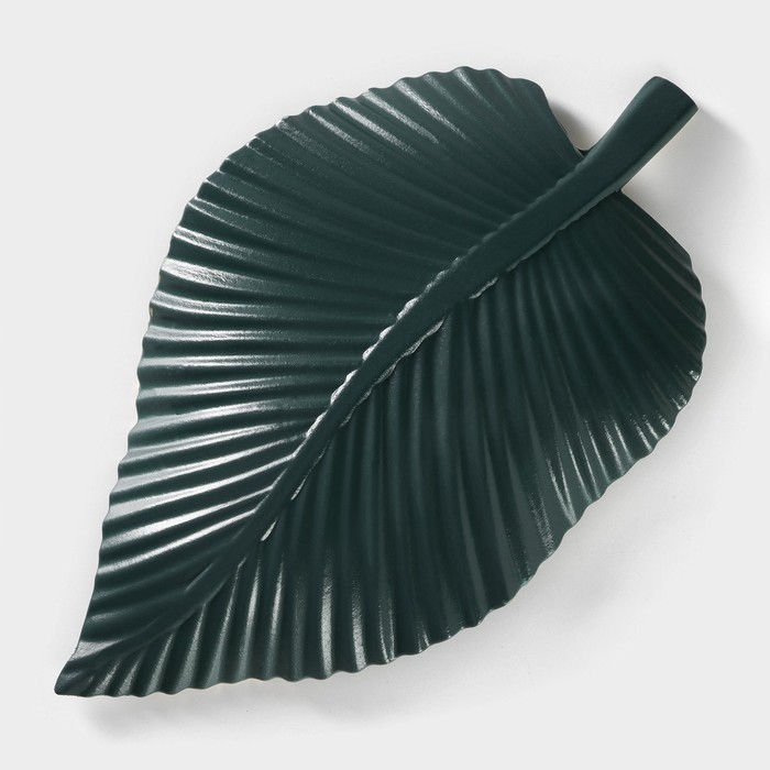 Блюдо для фруктов Доляна «Лист», 35,5×20×5 см, цвет золотой с зелёным Блюдо для фруктов Доляна «Лист», 35,5×20×5 см, цвет золотой с зелёным