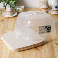 Тортовница с крышкой, 28,5&times;28,5&times;17,5 см, цвет бежевый