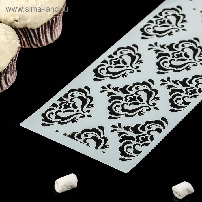 Трафарет кондитерский для нанесения айсинга «Барокко», 23×10 см Трафарет кондитерский для нанесения айсинга «Барокко», 23×10 см