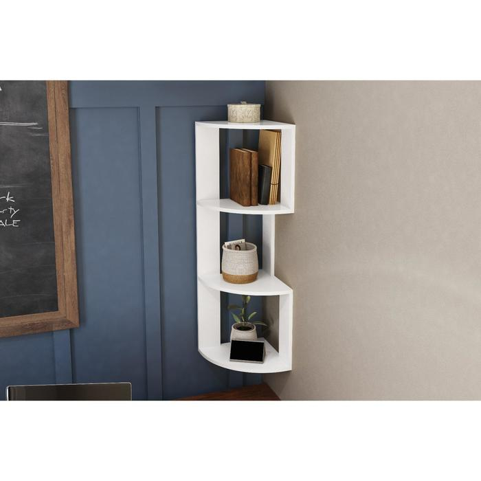 Полка угловая настольная и навесная Лео №4, 250х250х820, Белый Полка угловая настольная и навесная Лео №4, 250х250х820, Белый