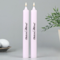 Свечи высокие с нанесением &laquo;Светлой Пасхи!&raquo;, 2 шт., фиолетовые, 19 х 2,1 см.