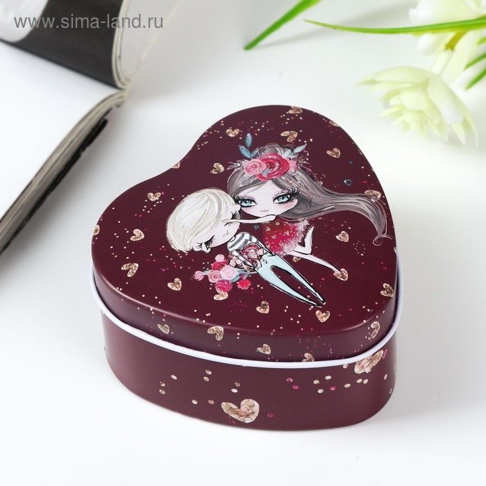 Шкатулка металл сердце Шкатулка металл сердце "Парочка на свидании" 4х7х7 см