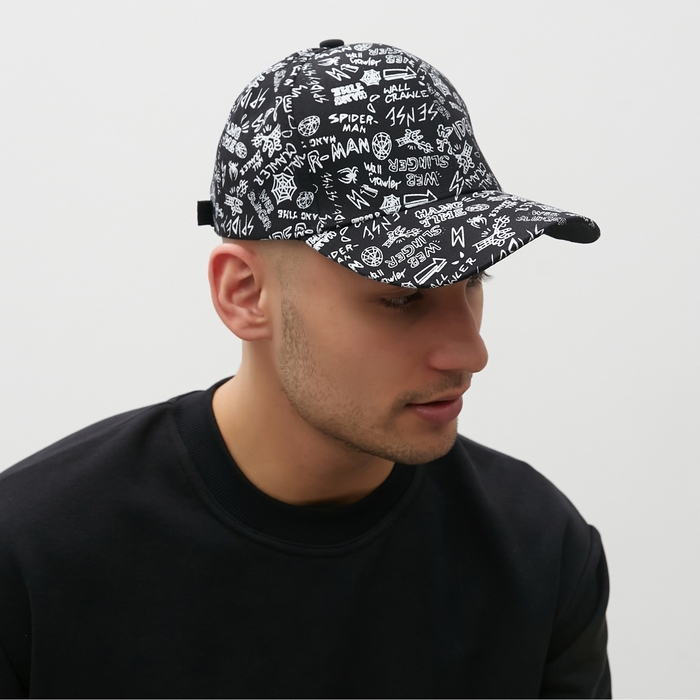 Кепка MINAKU с надписями, цвет чёрный, р-р 58 Кепка MINAKU с надписями, цвет чёрный, р-р 58