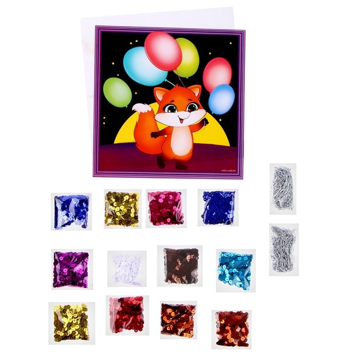Набор для творчества: аппликация пайетками и аппликации перьями и стразами &laquo;Лиса&raquo;
