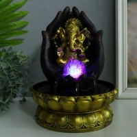 Фонтан настольный от сети, подсветка "Золотой Ганеша в ладонях" 21х21х28 см Фонтан настольный от сети, подсветка "Золотой Ганеша в ладонях" 21х21х28 см