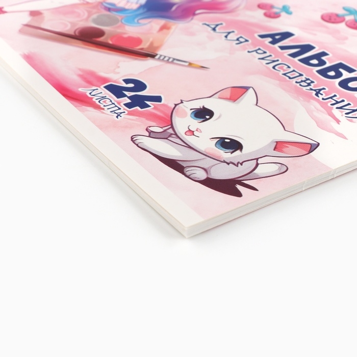 Альбом для рисования А4 24 листа на скрепке «1 сентября:Аниме девочка с котиками» ВД-лак Альбом для рисования А4 24 листа на скрепке «1 сентября:Аниме девочка с котиками» ВД-лак