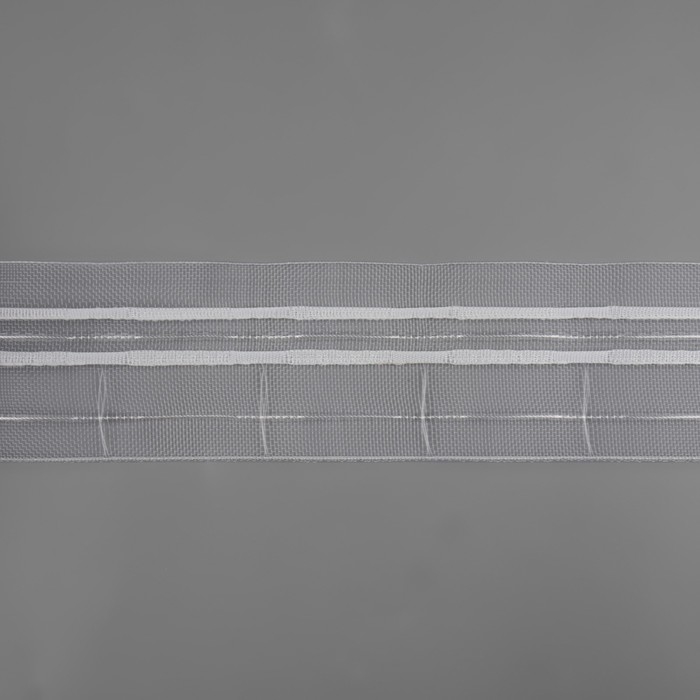 Шторная лента классическая, органза, 6 см, 50 &plusmn; 1 м, цвет прозрачный/белый