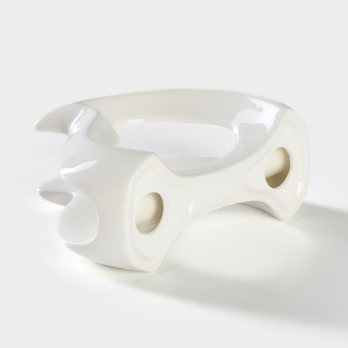 Салфетница керамическая на бамбуковой подставке BellaTenero, 14&times;7&times;10 см, цвет белый