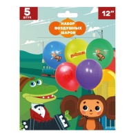 Шар латексный 12" &laquo;Чебурашка&raquo; цветной принт, набор 5 шт.